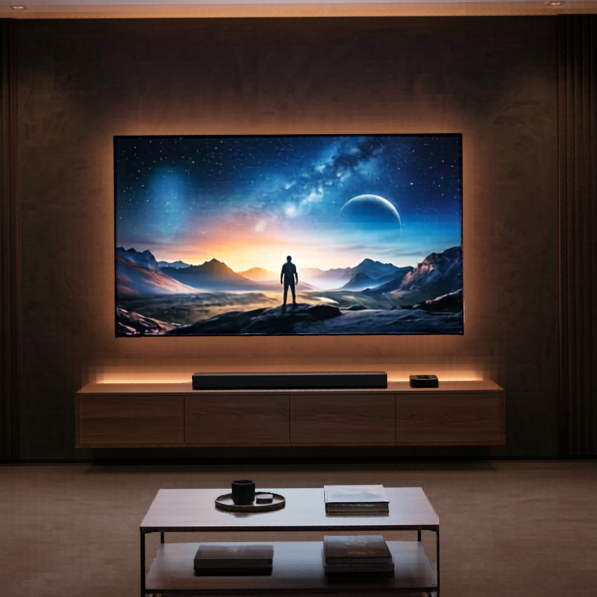 Wall mounted TV installations with hidden wiring